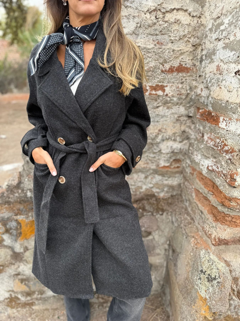 Women’s Autumn Winter Lace-Up Cardigan Coat – Casual Long Sleeve Lapel Wool Blend with Pockets