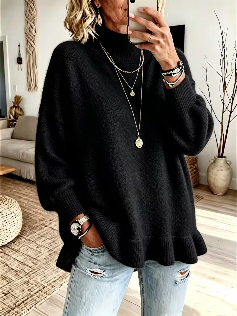 Women’s Lotus-Edge Knit Sweater – Soft Feminine Pullover