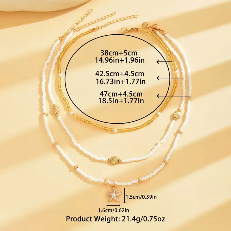 Shell and Star Necklace - Light and Layered
