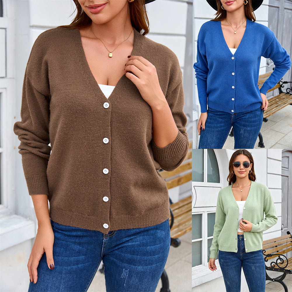 Women's Button Front Knit Cardigan Jacket - Soft Casual Everyday Layer