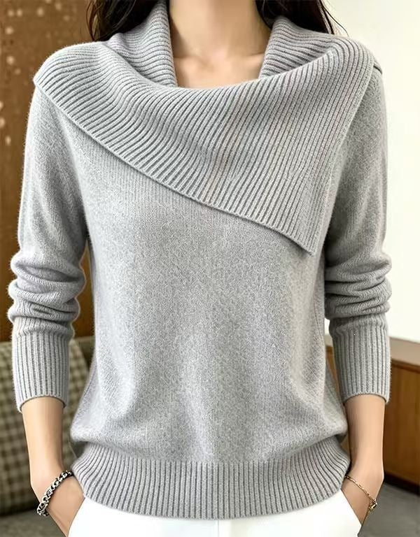 Women's Relaxed Fit Lapel Sweater - Soft Everyday Cozy Knit