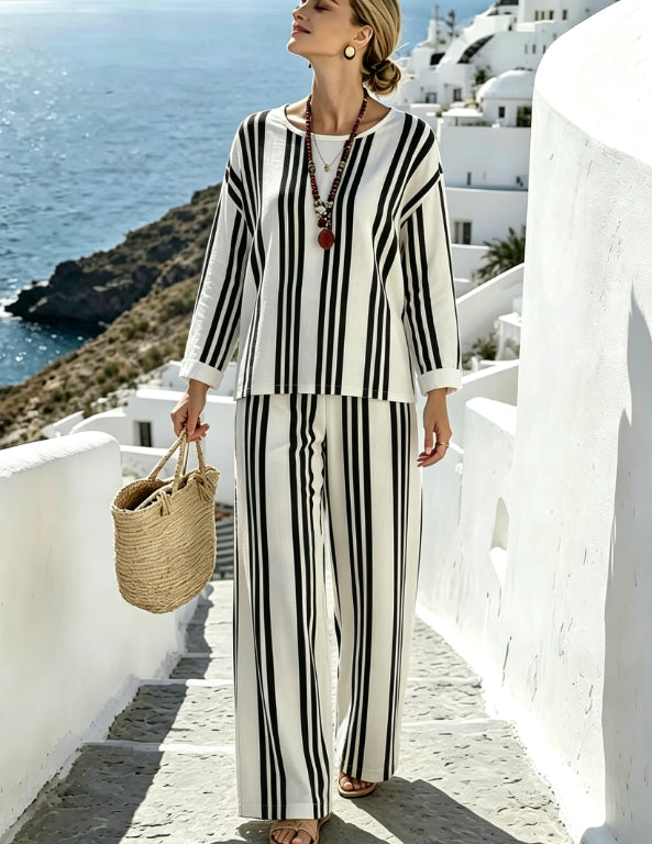 Women's Asymmetrical Printed Shorts Set - Relaxed Holiday Two-Piece Outfit