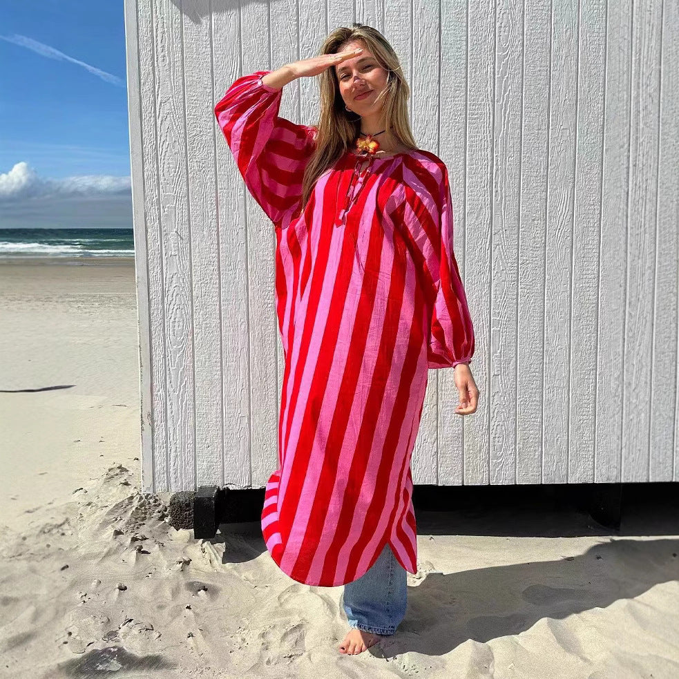Women's Loose-Fit Striped Maxi Dress – Relaxed Summer Daywear Style