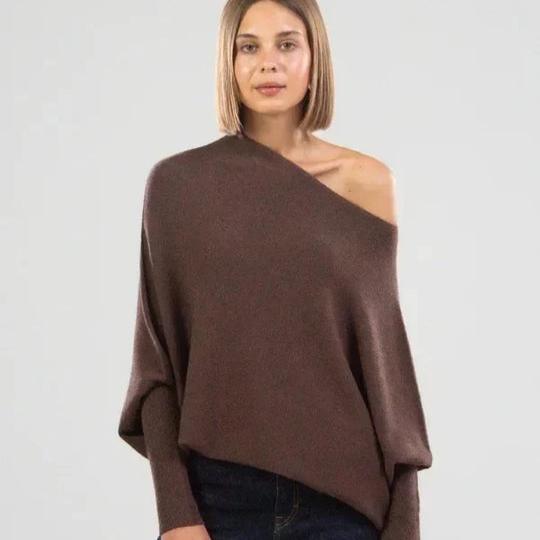 Women's Oversized Draped Crew Neck Sweater