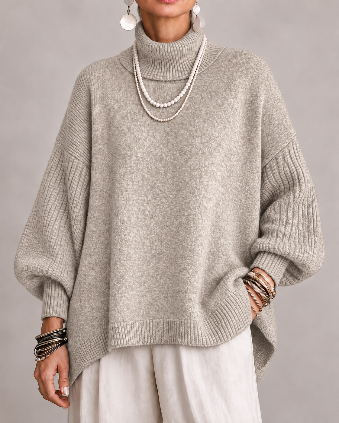 Women’s Soft Draped Sweater – Warm Elegant Knit