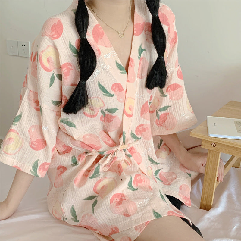 Damespyjamaset in schattige, casual stijl – stijlvolle, eenvoudige nachtkleding in Japanse stijl