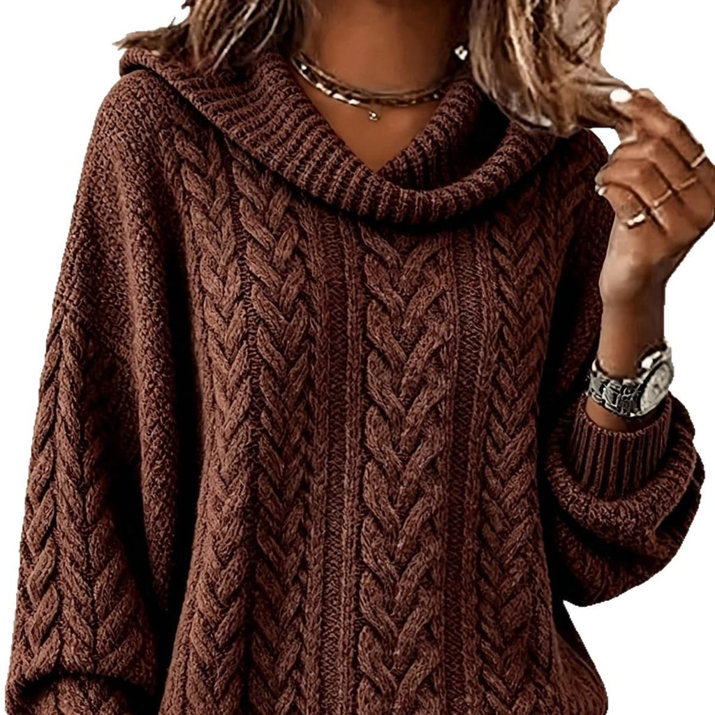 Retro Cable-Knit Turtleneck Sweater - Soft and Cozy