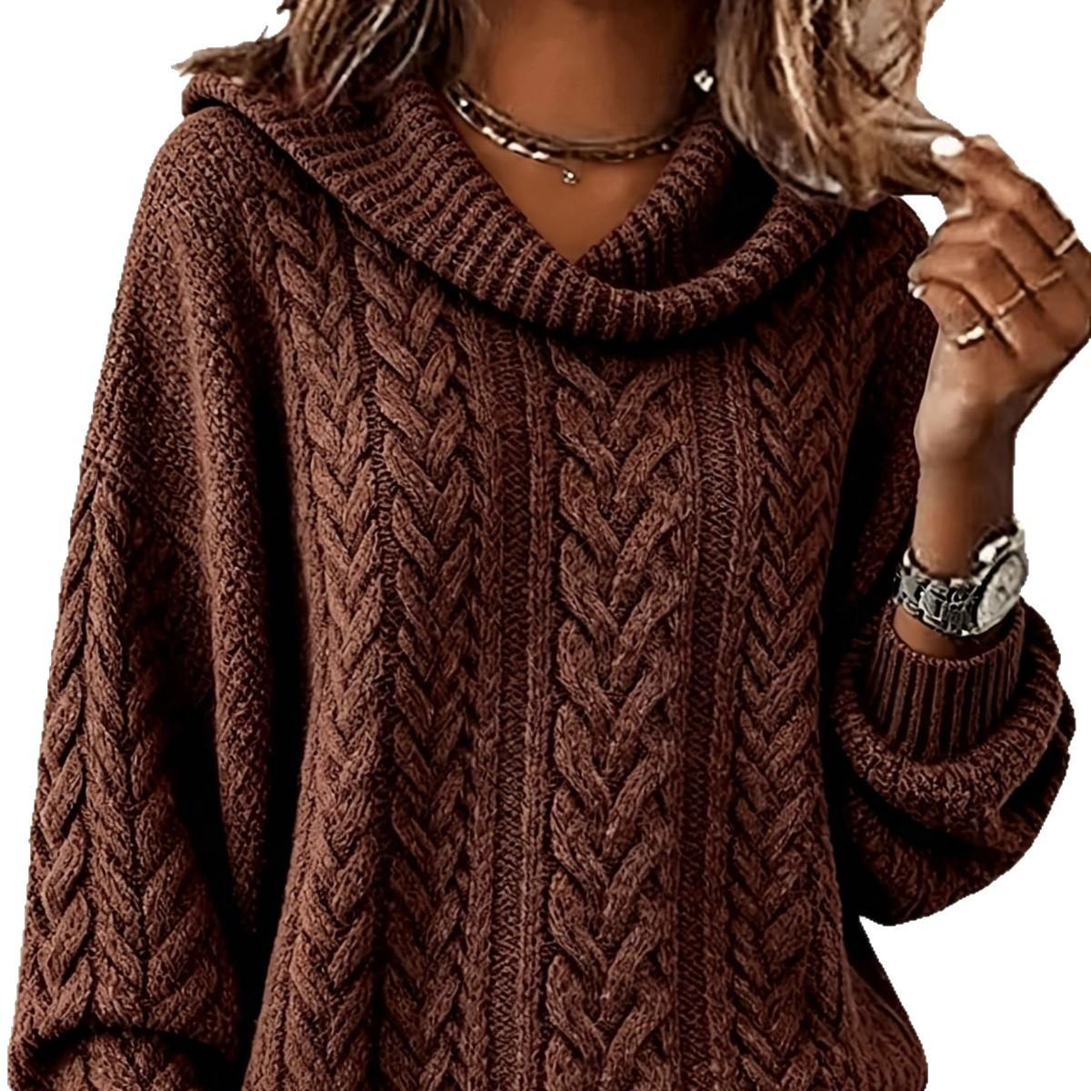 Retro Cable-Knit Turtleneck Sweater - Soft and Cozy