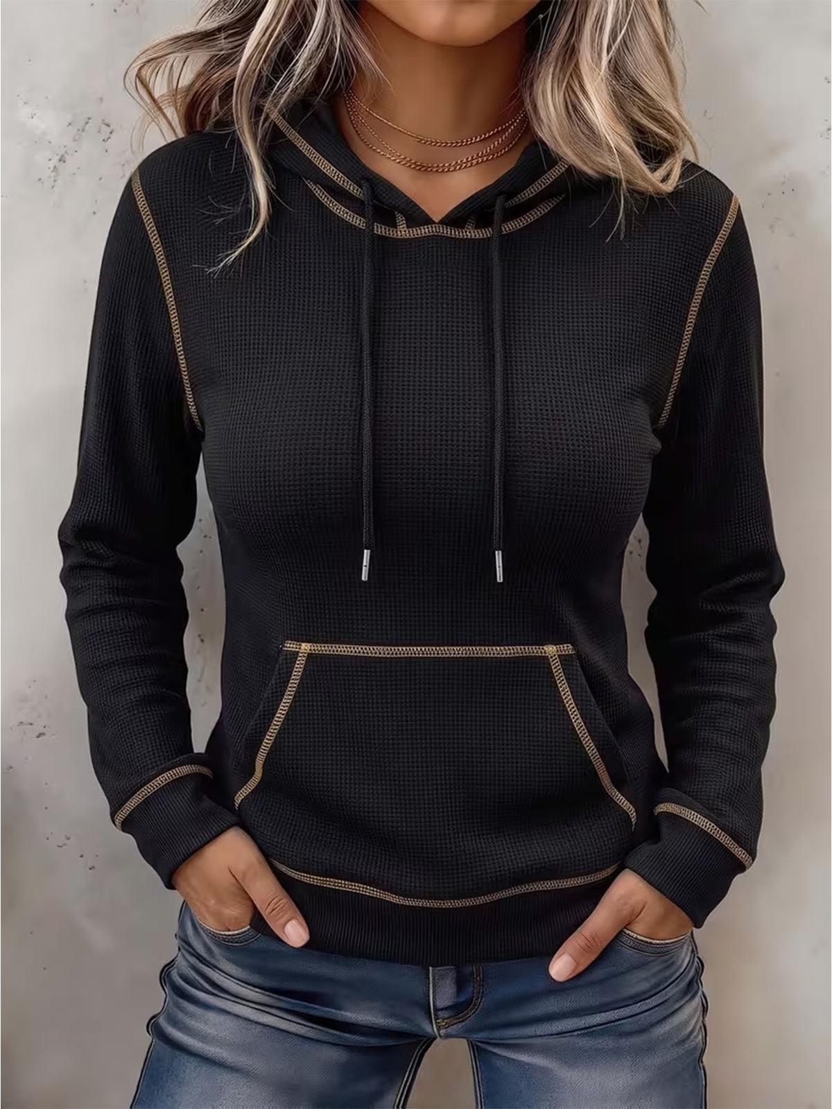 Drawstring Hooded Hoodie - Soft and Casual