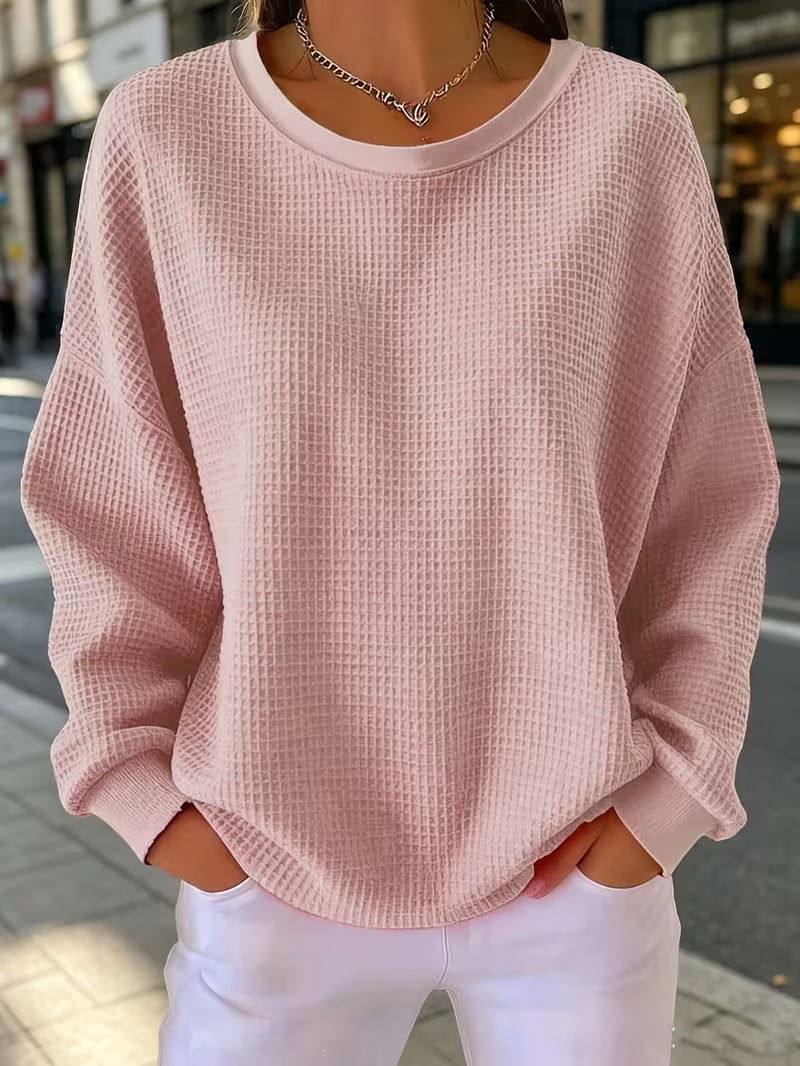 Waffle Patchwork Sweatshirt - Soft and Casual