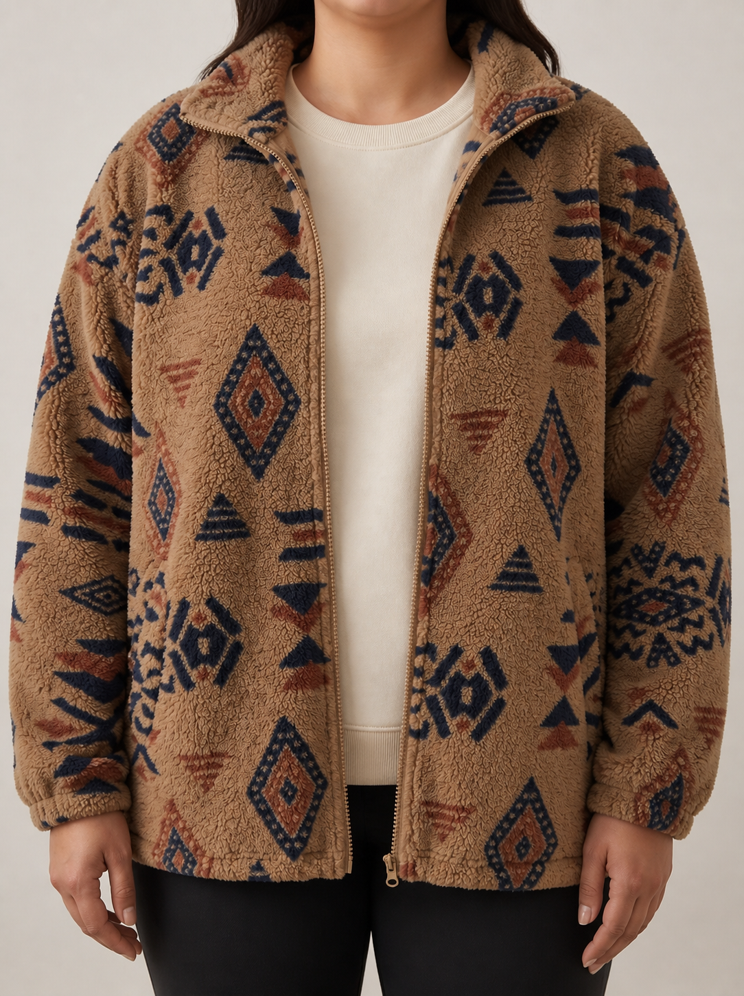 Aztec Sherpa Bomber Jacket - Warm and Trendy