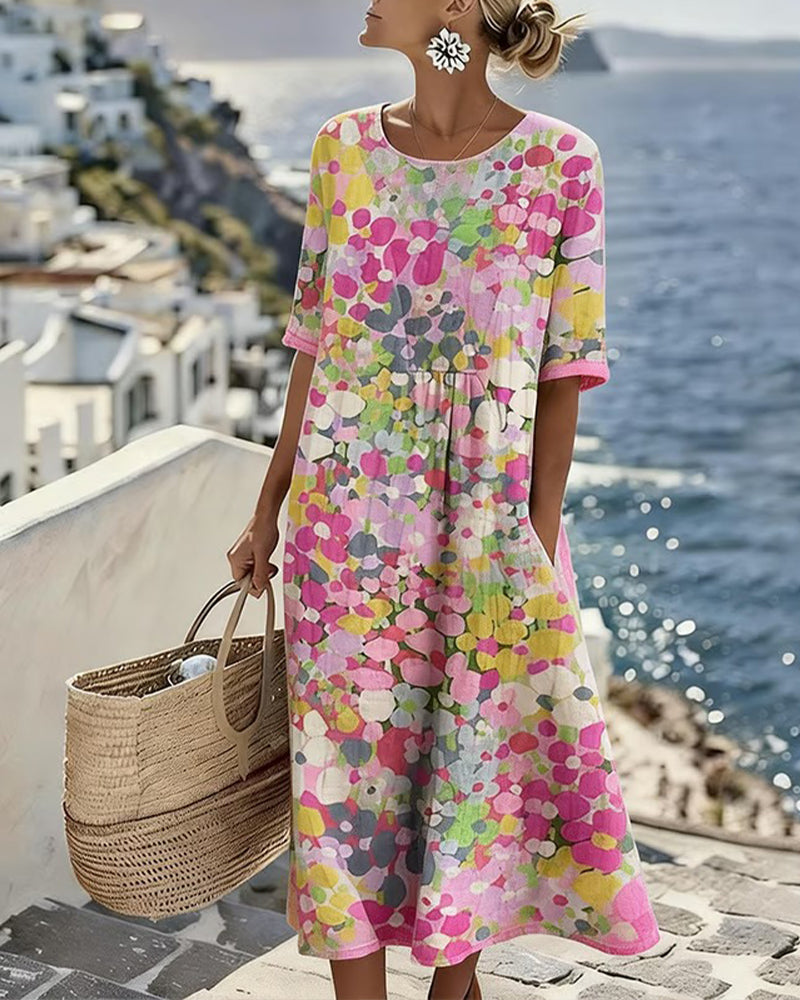 Women's Relaxed-Fit Printed Day Dress – Easy Comfortable Everyday Style
