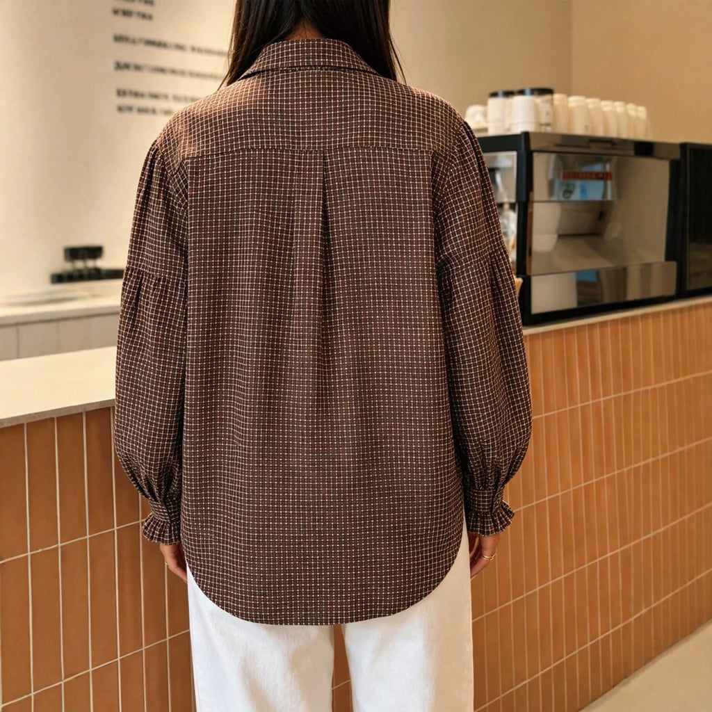 Bubble-Sleeve Long Shirt - Elegant and Flowing