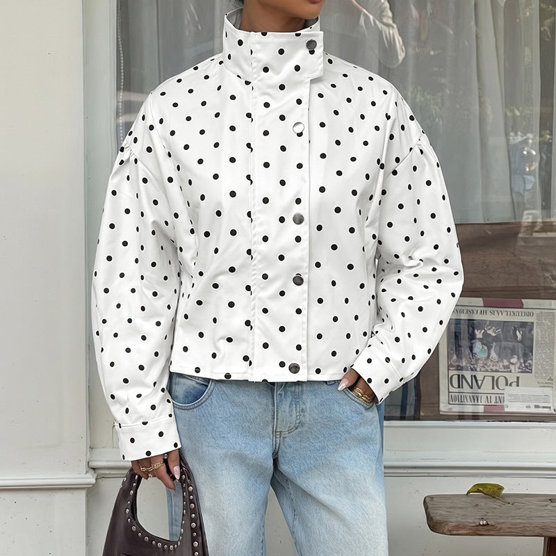 Women's Polka Dot Casual Coat - Soft Loose Fit Everyday Layer