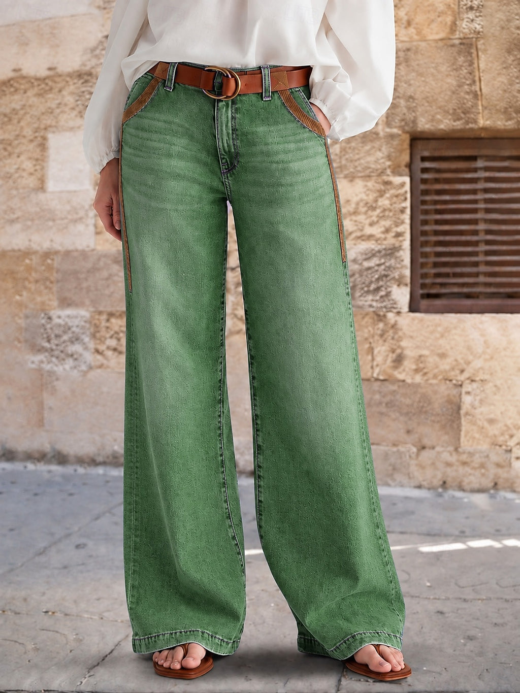 Wide-Leg Drawstring Jeans - Modern and Comfortable