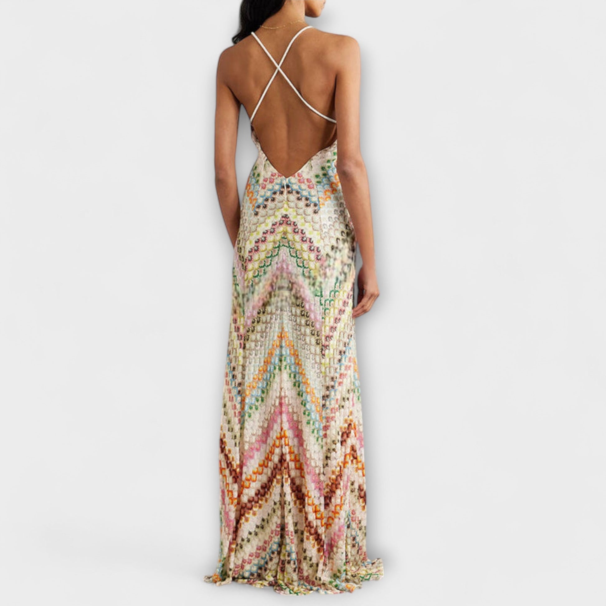 Remi Women’s Vibrant Herringbone Maxi Dress – Elegant Colorful Party Occasion Style
