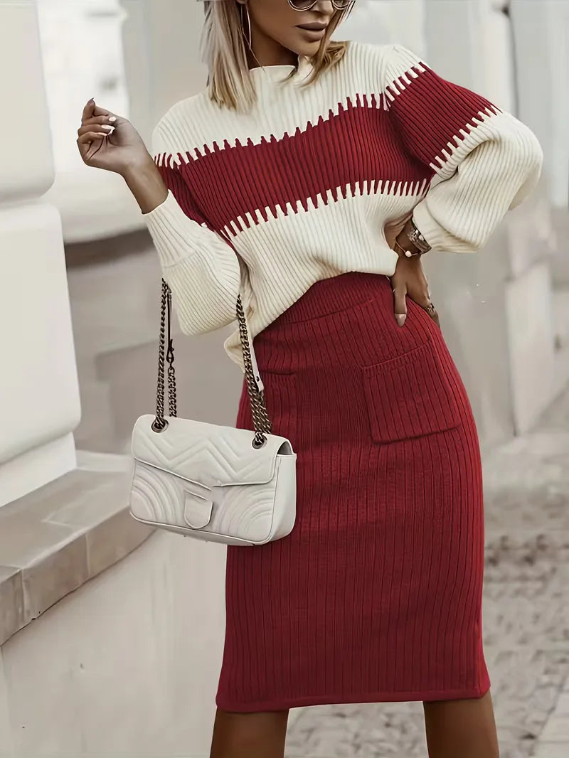 Ribbed Two-Piece Skirt Set - Coordinated and Comfortable