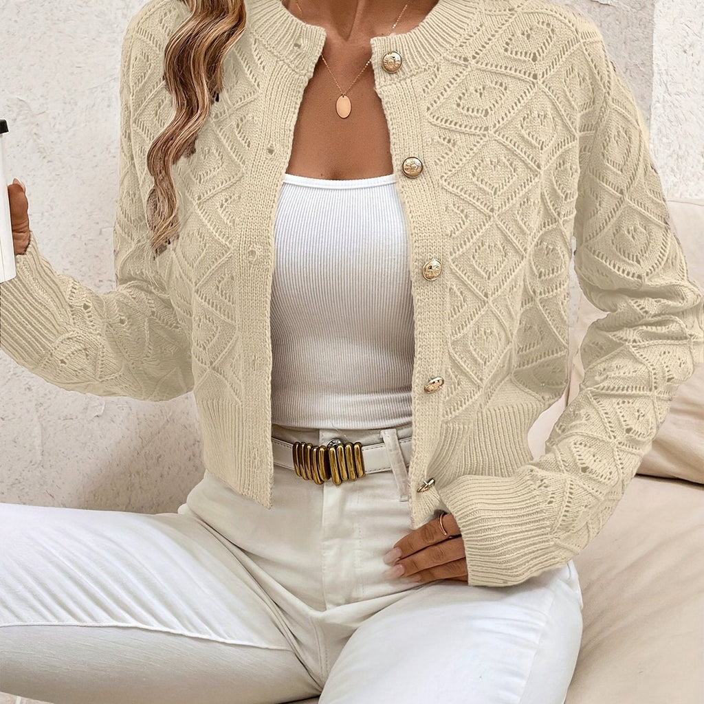 Buttoned Openwork Cardigan - Elegant and Light