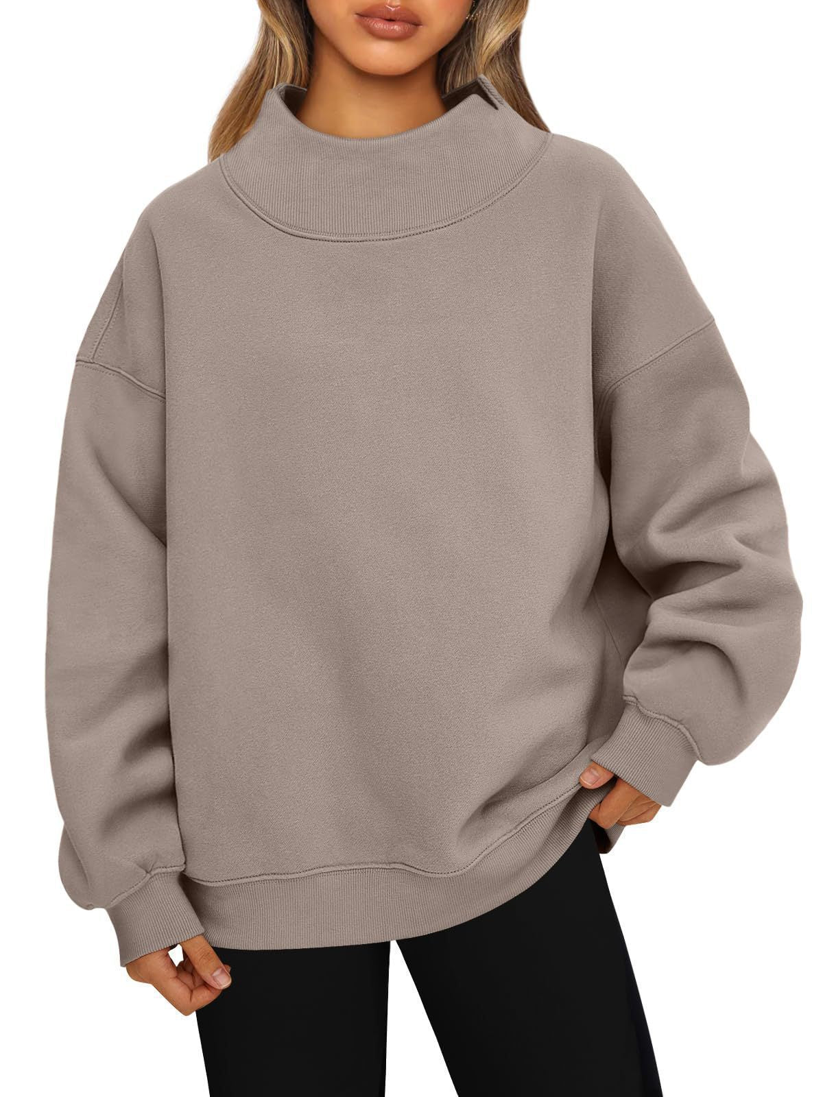 Women’s Relaxed-Fit Mock Neck Sweatshirt – Cozy Casual Pullover Style