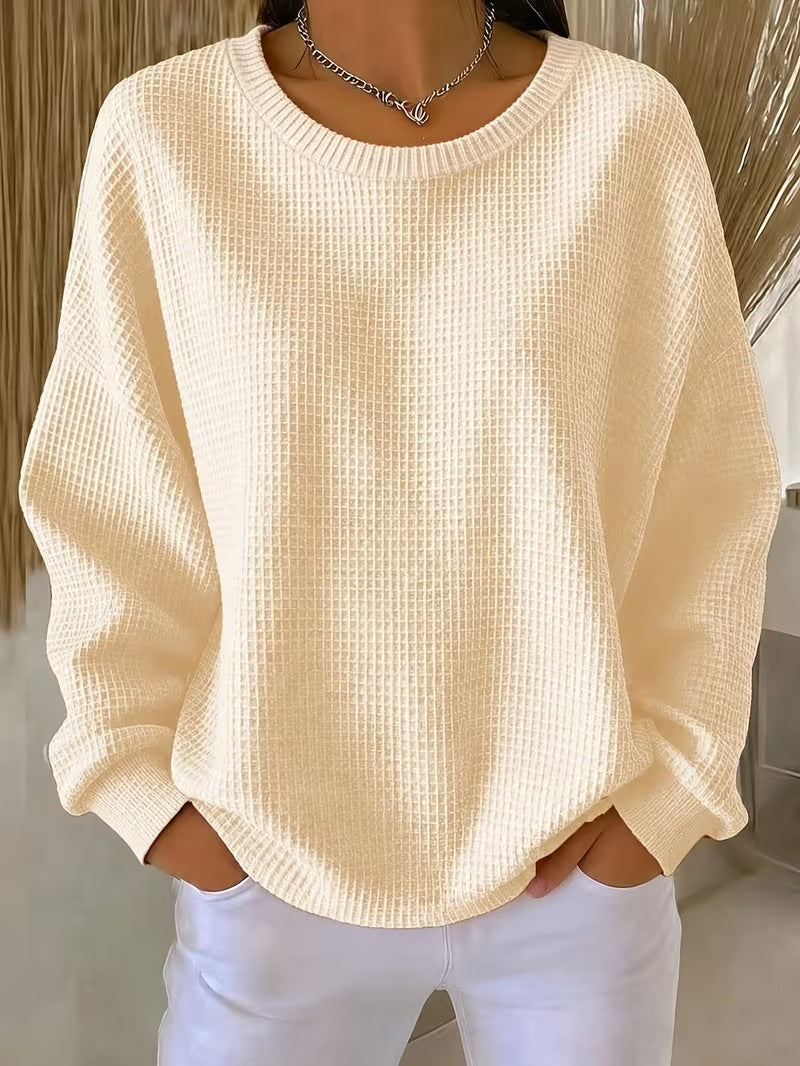 Waffle Patchwork Sweatshirt - Soft and Casual