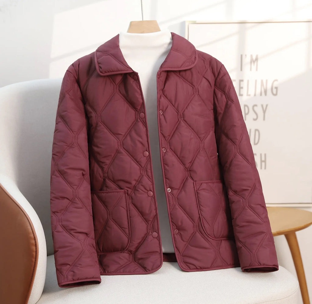 Women’s Relaxed Fit Cotton-Padded Jacket – Lapel Casual Short Coat Style