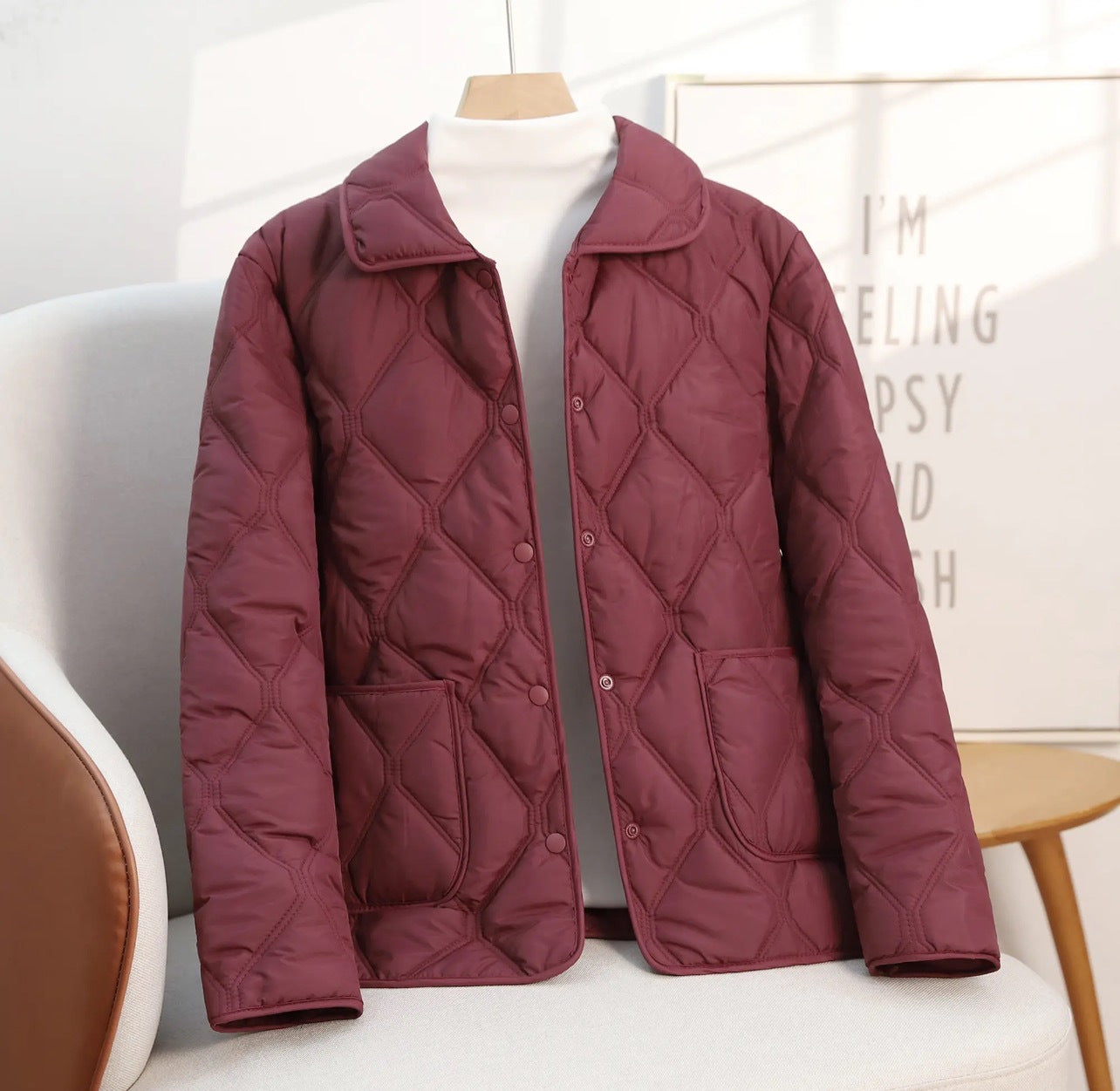 Women’s Relaxed Fit Cotton-Padded Jacket – Lapel Casual Short Coat Style