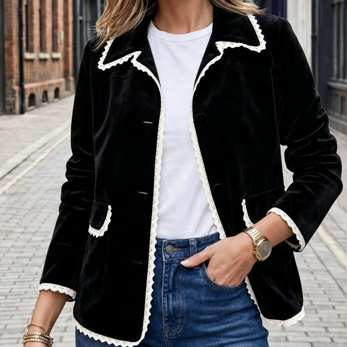Retro Lapel Pocket Jacket - Classic and Practical