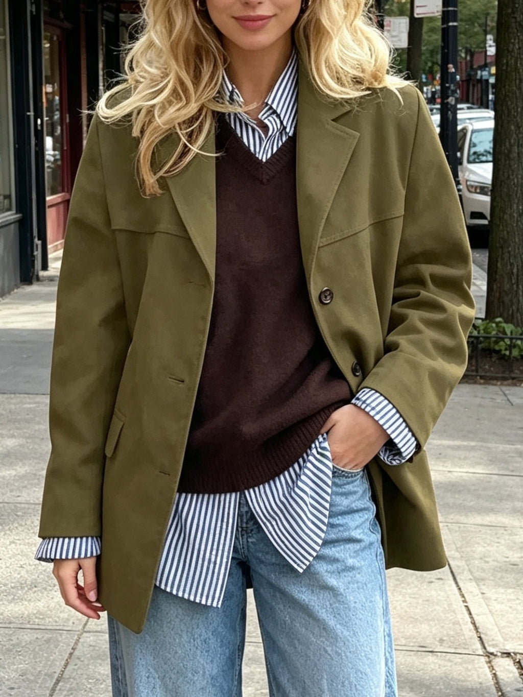 Retro Pocket Coat - Loose and Elegant