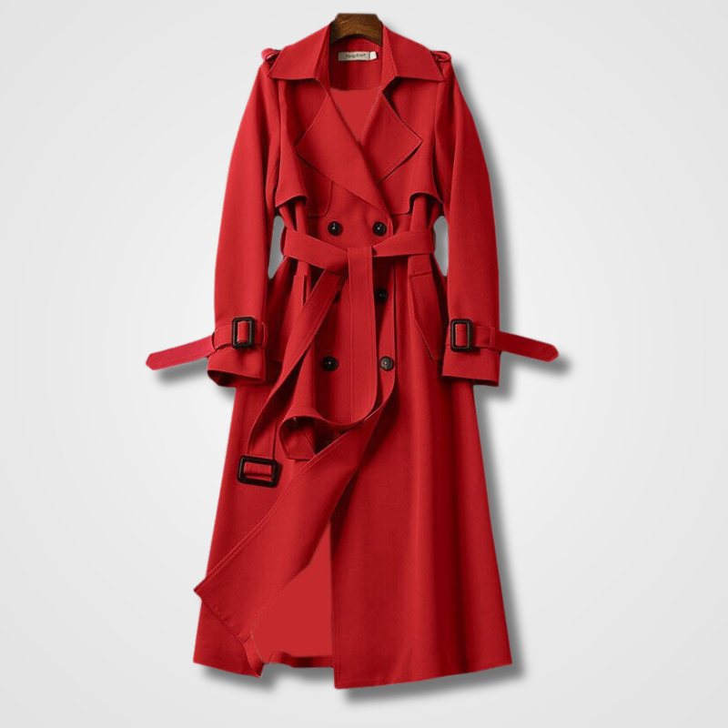 Women's Vintage Autumn Trench Coat – Timeless Belted Transitional Outerwear
