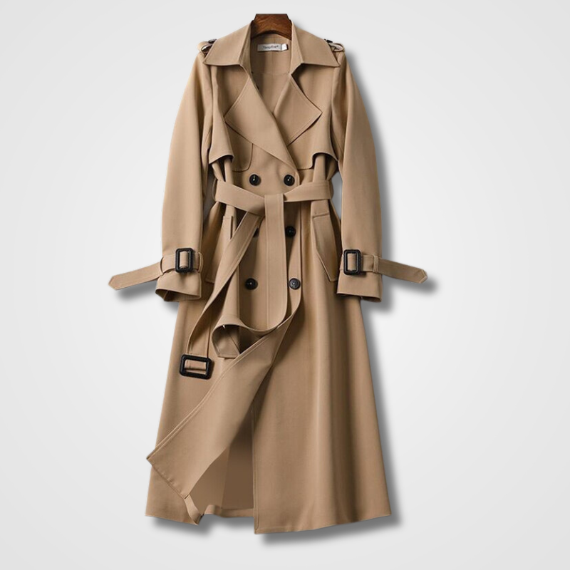 Women's Vintage Autumn Trench Coat – Timeless Belted Transitional Outerwear