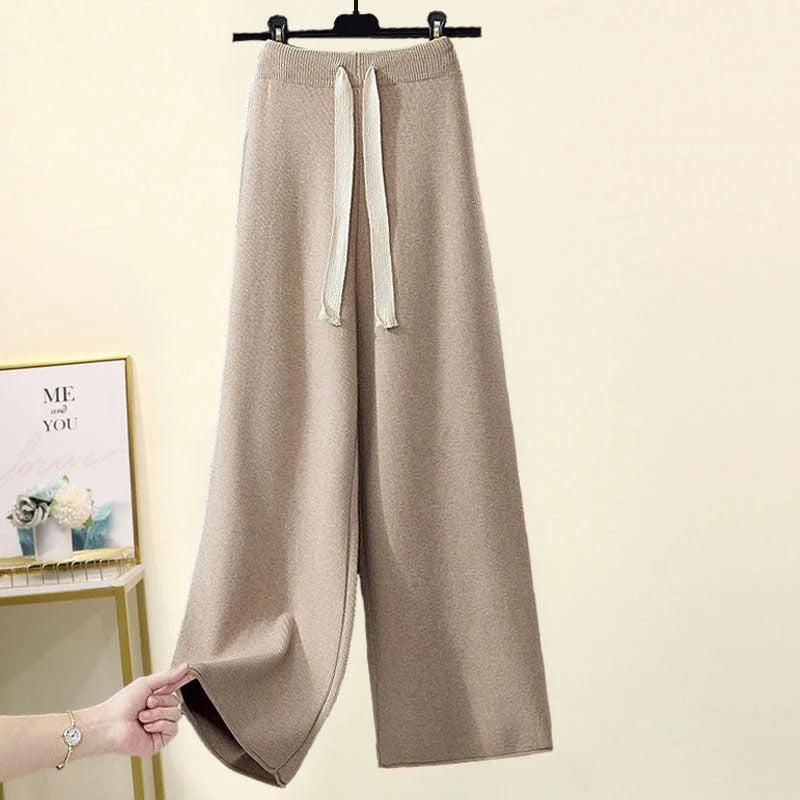 Women’s Cozy Winter Knit Set – Long-Sleeve Top & Warm Soft Pants