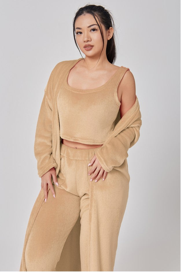 Women’s 3-Piece Winter Pajama Set – Cozy Warm Loungewear