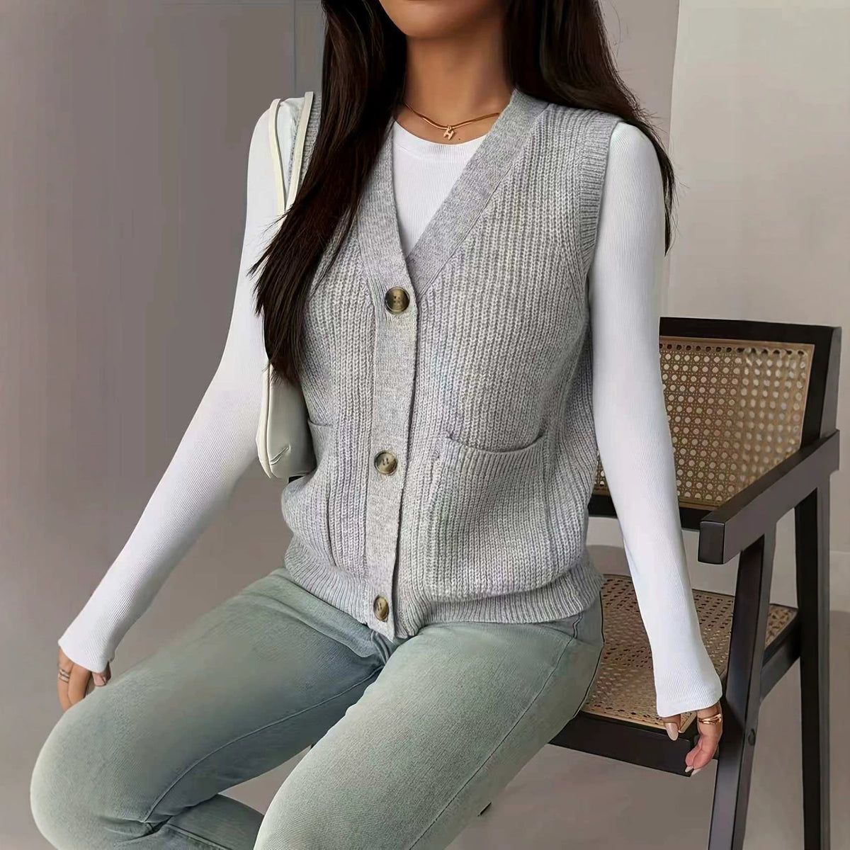 Button Sweater Vest - Soft and Easy to Layer