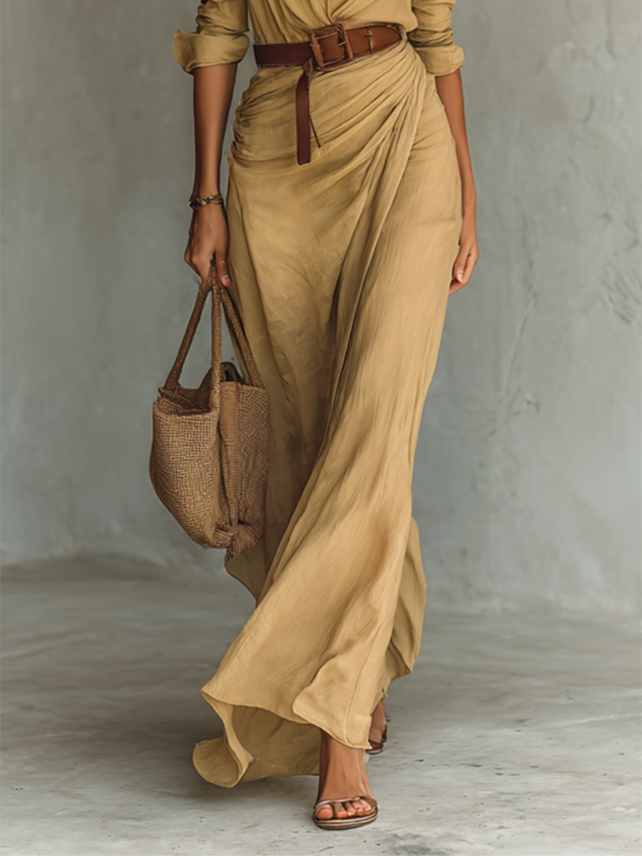 Women's Long Shirt Dress – Relaxed Button-Front Maxi Dress