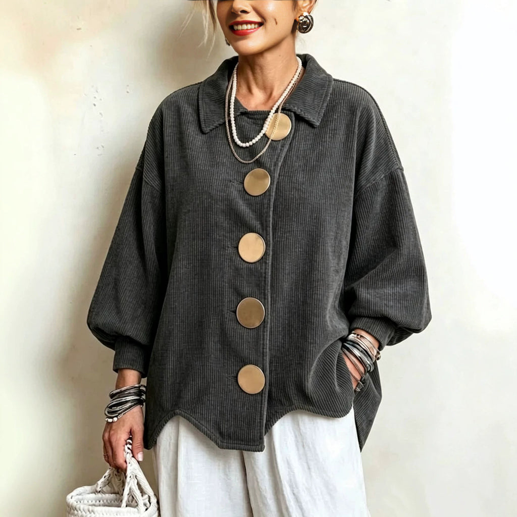 Corduroy Metal-Button Jacket - Relaxed and Structured