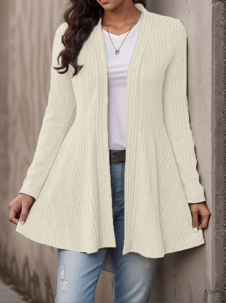 Women’s Striped Brushed Cardigan Top – Soft Cozy Casual Everyday Layering Style