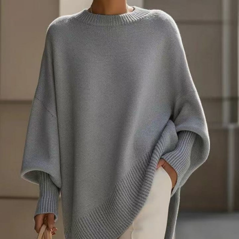 Women’s Thick Crew-Neck Knitted Pullover – Loose All-Matching Sweater