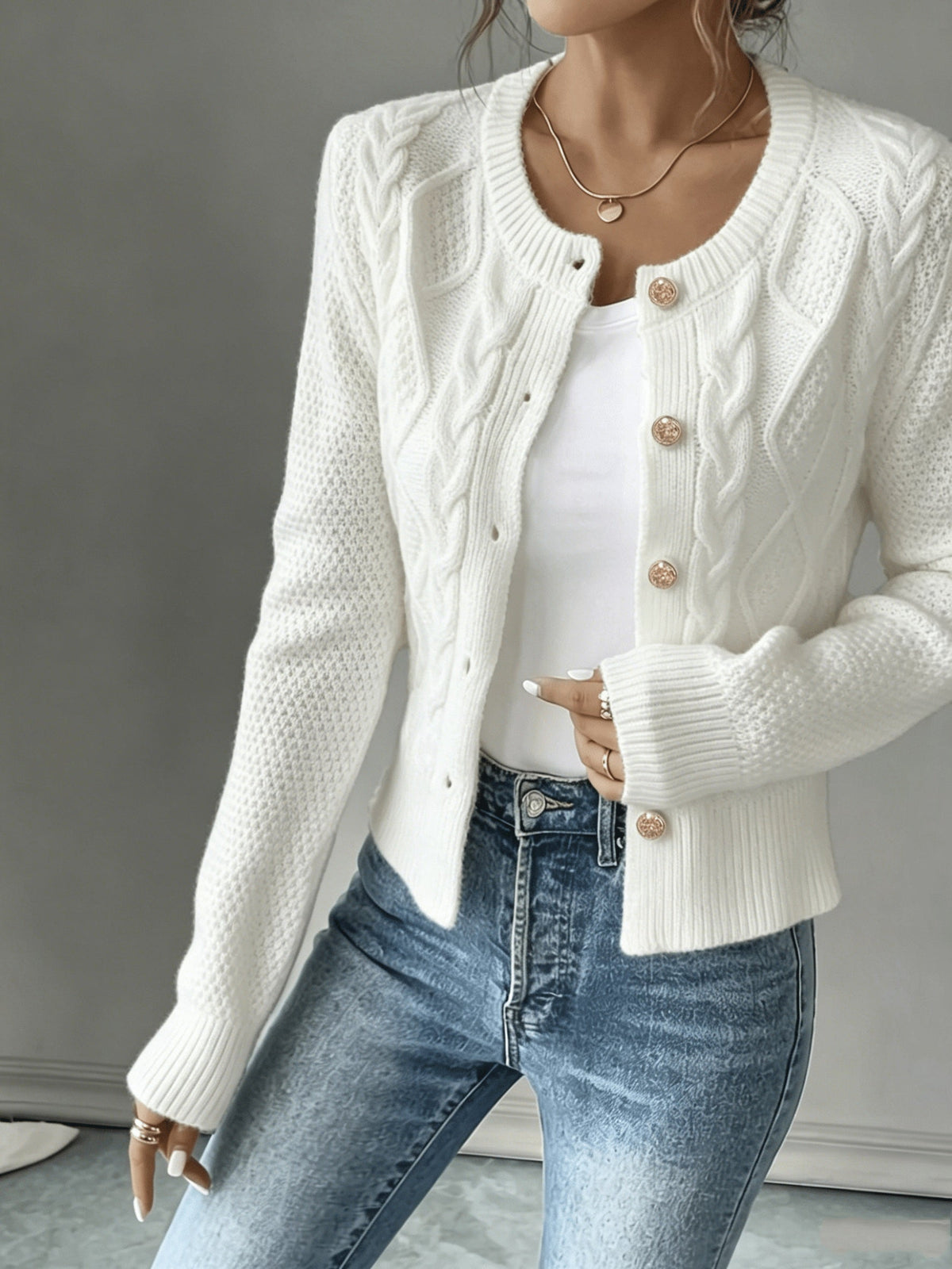 Cable-Knit Button Cardigan - Elegant and Cozy