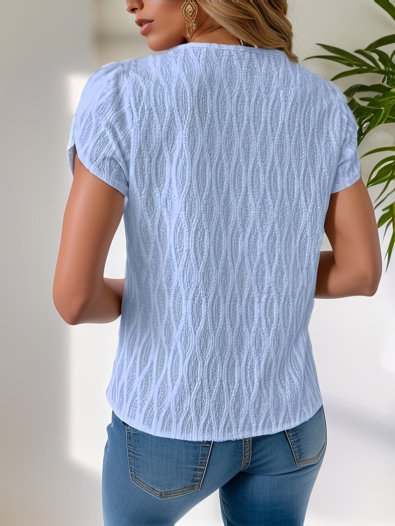 Zelinia Women’s Textured Blouse – Elegant Casual Work Office Style