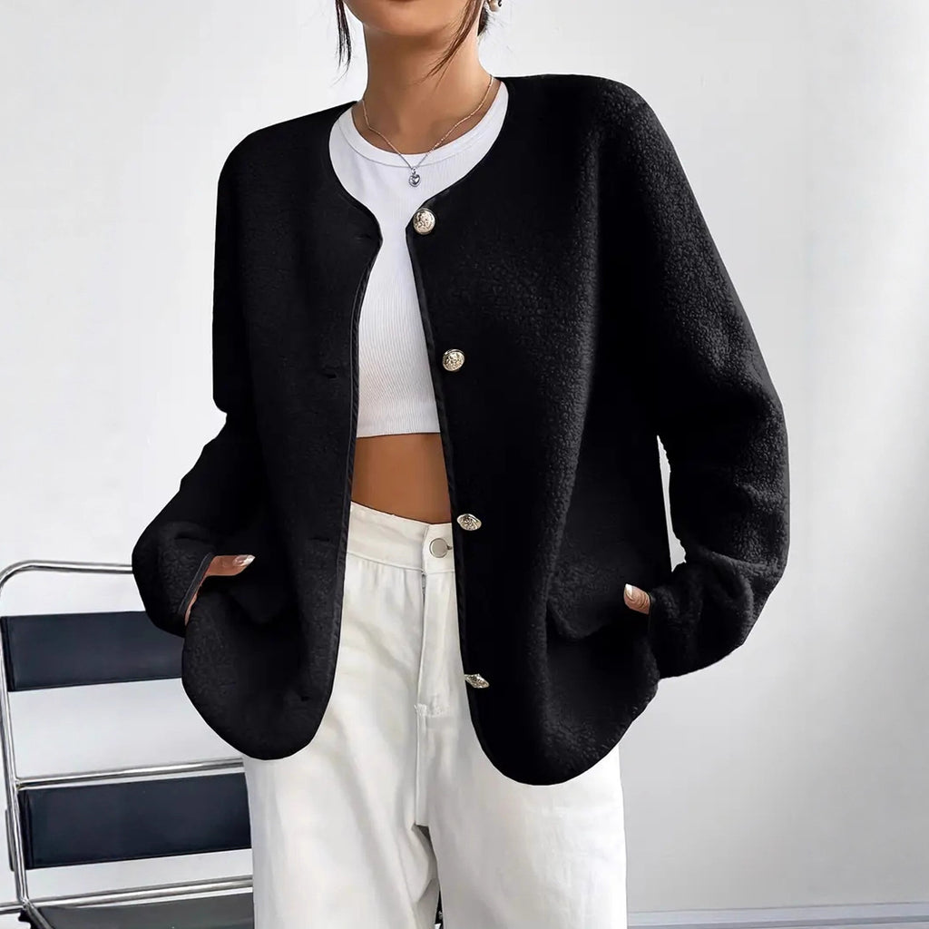 Plus-Size Women’s Textured Chanel-Inspired Wool Coat – Elegant Classic Style