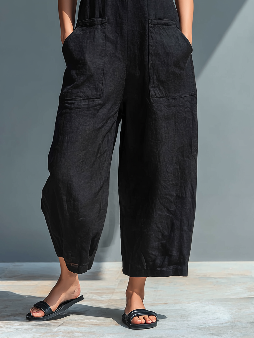 Women's Sleeveless Linen Blend Jumpsuit – Minimalist Relaxed Everyday Style