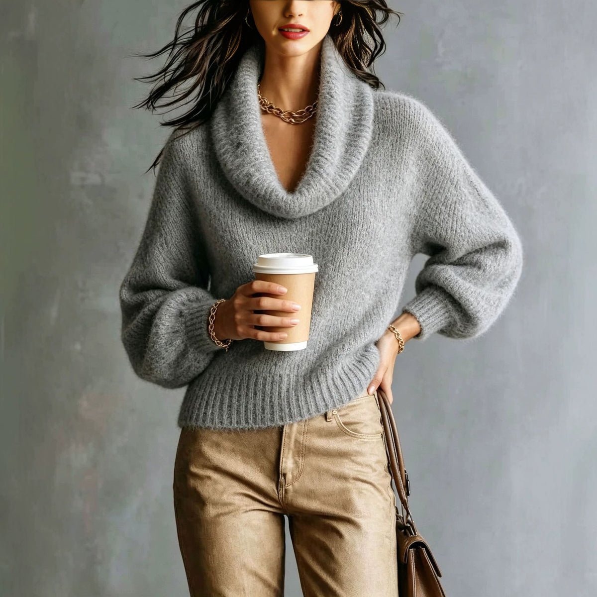 Loose-Fit Turtleneck Sweater - Soft and Trendy