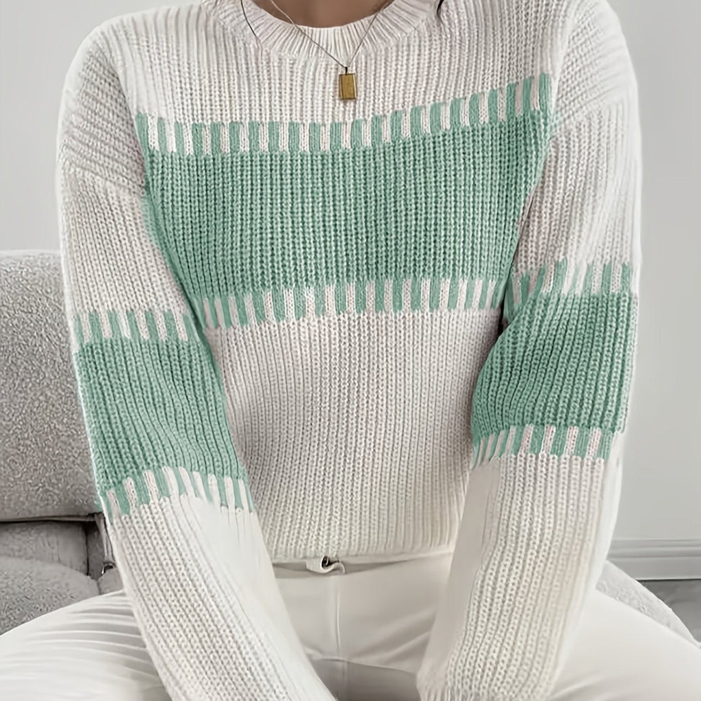 Women’s Colorblock Striped Sweater – Soft Casual Knit
