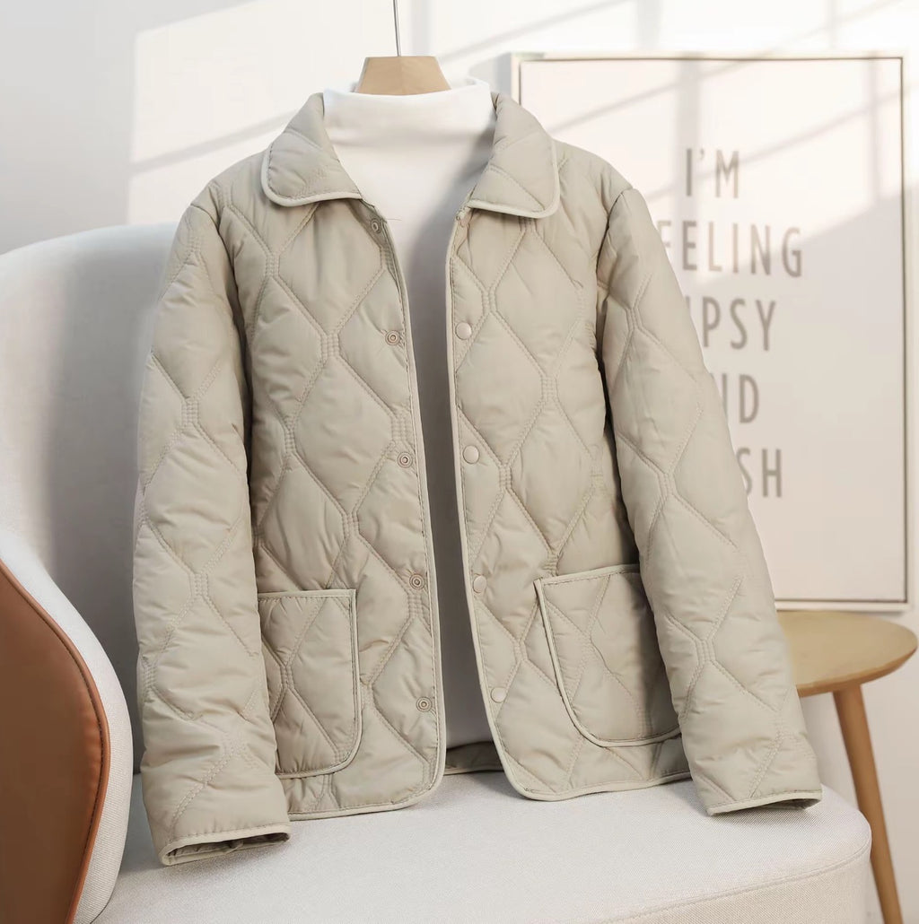 Women’s Relaxed Fit Cotton-Padded Jacket – Lapel Casual Short Coat Style