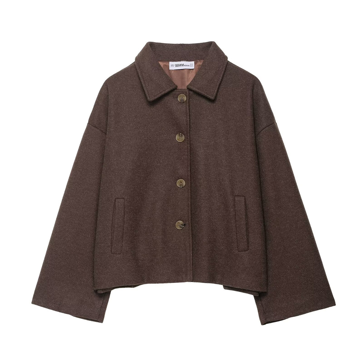Short Notched-Collar Wool Coat - Chic and Soft