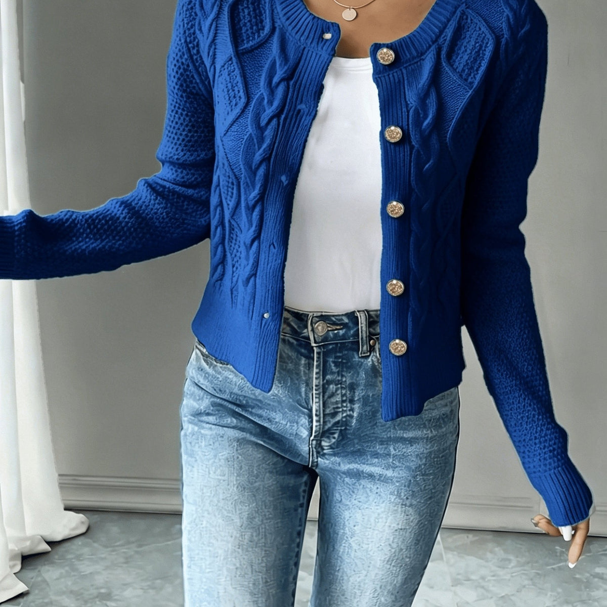 Cable-Knit Button Cardigan - Elegant and Cozy