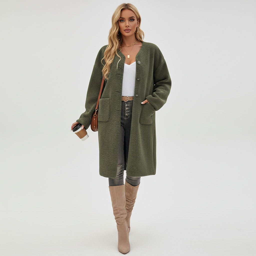 Women’s Soft Button Coat – Cozy Chic Outerwear