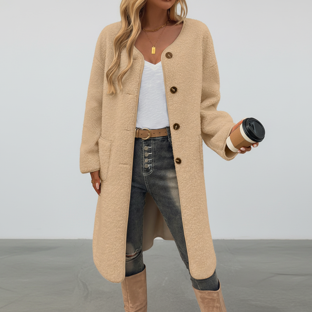Women’s Soft Button Coat – Cozy Chic Outerwear