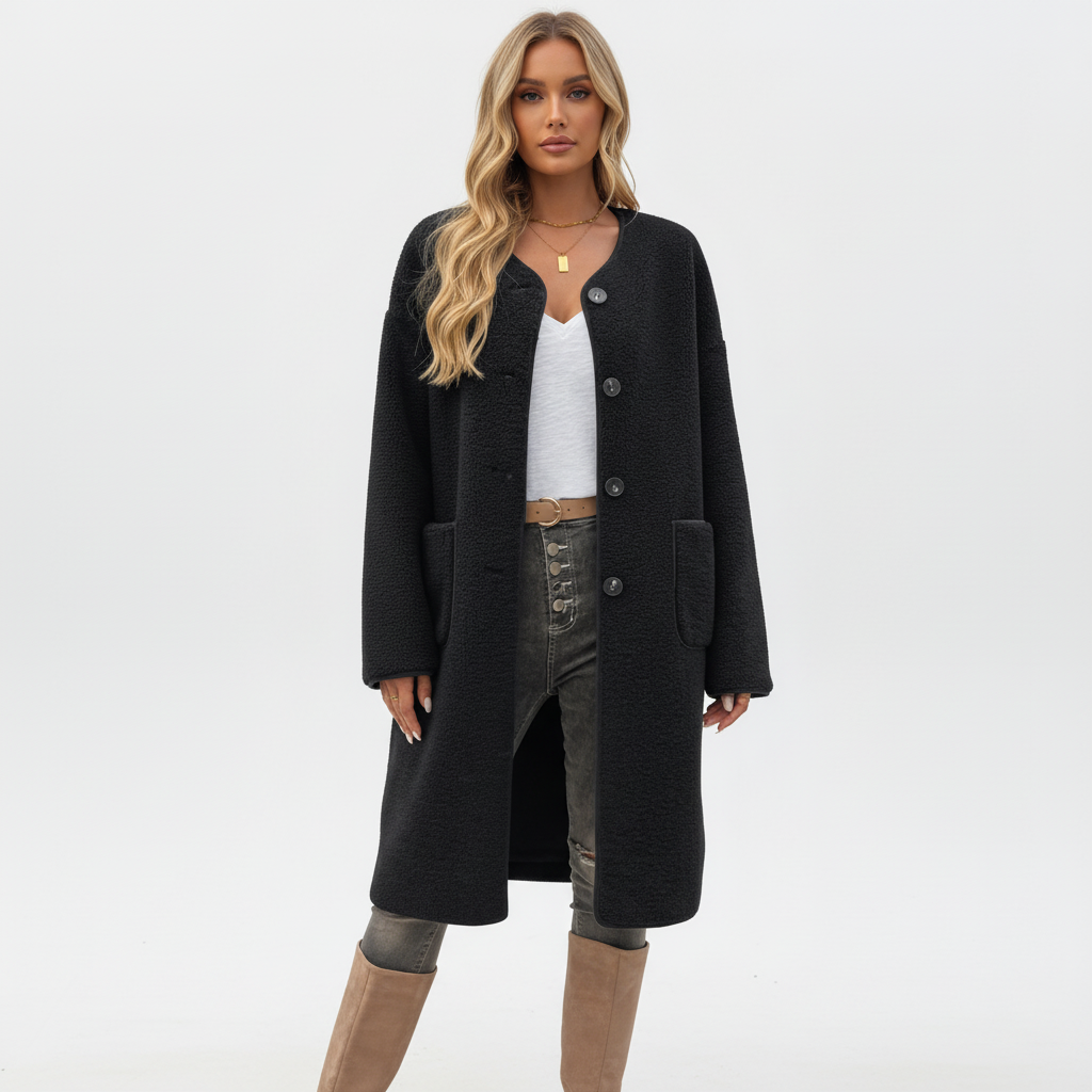 Women’s Soft Button Coat – Cozy Chic Outerwear