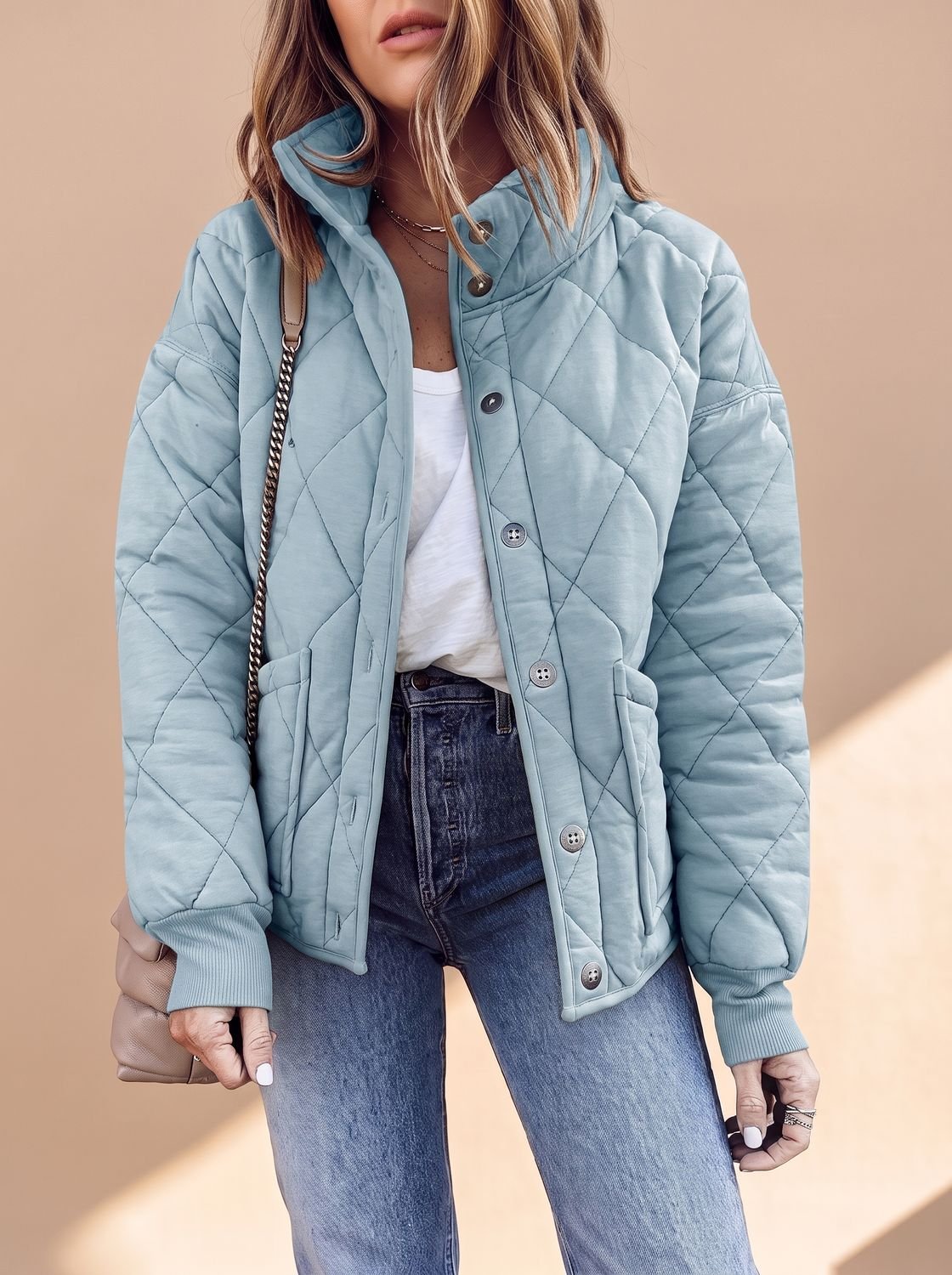 Women’s Quilted Button Jacket - Warm and Versatile